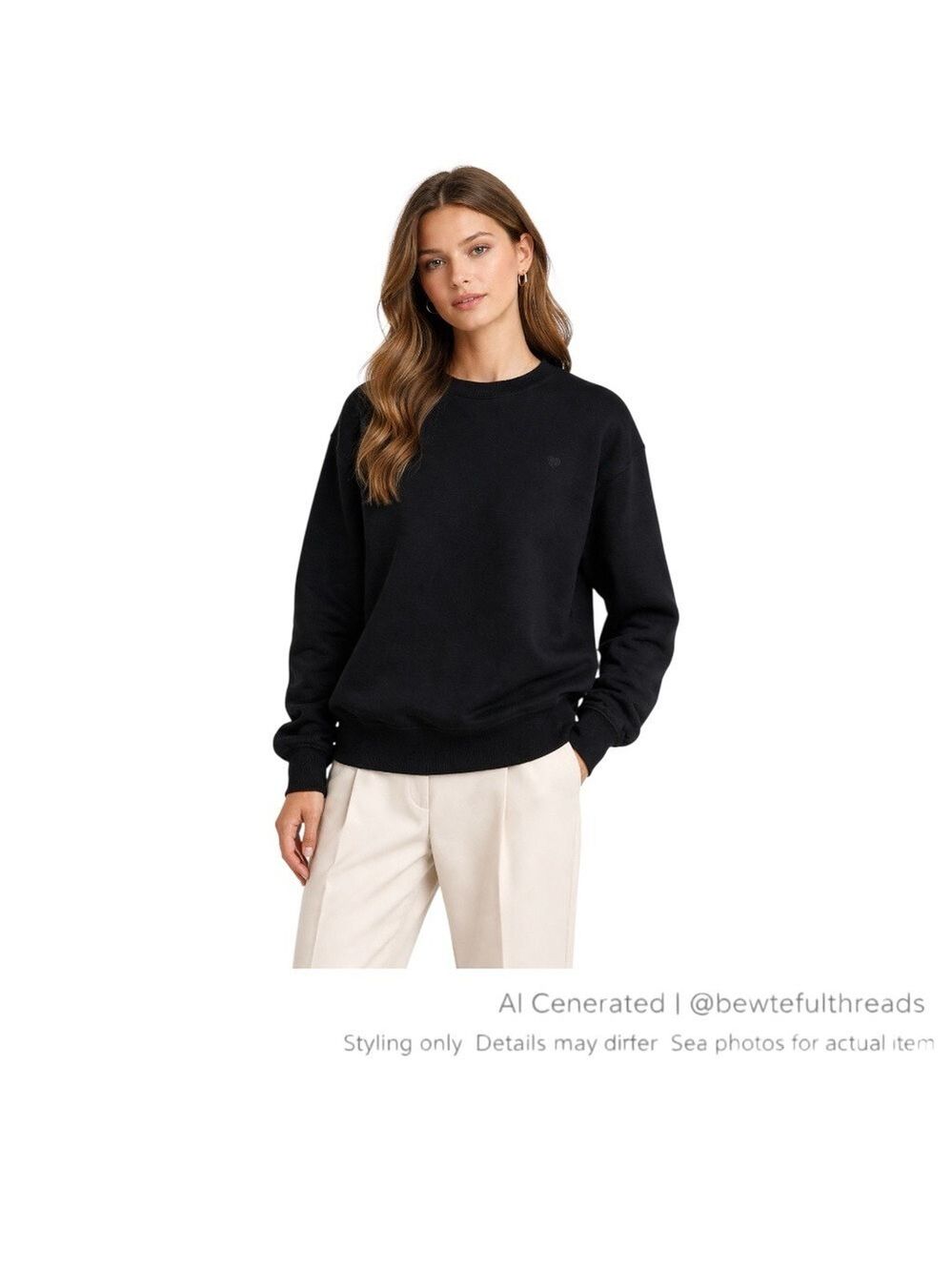 Black Quiet Luxury Minimalist Crewneck Sweatshirt S/M